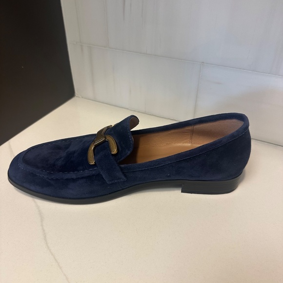 Bibi Lou Vela Navy Suede Loafers with Gold Accents-Size 41 - Picture 5 of 8